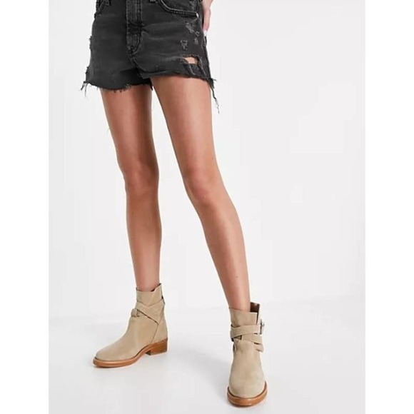 All Saints carla stud strap ankle boots in stone suede Size 39 EU/ 8 US - Picture 2 of 11